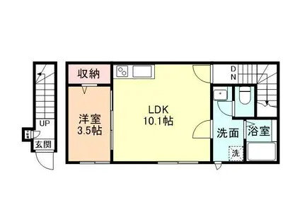 COURAGE(1LDK/2階)の間取り写真