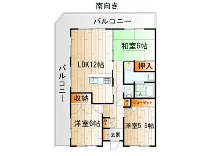 エクセレント中井(3LDK/9階)の間取り写真