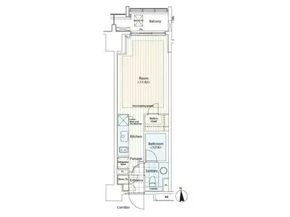 カスタリアアザブジュウバンツー(ワンルーム/11階)の間取り写真