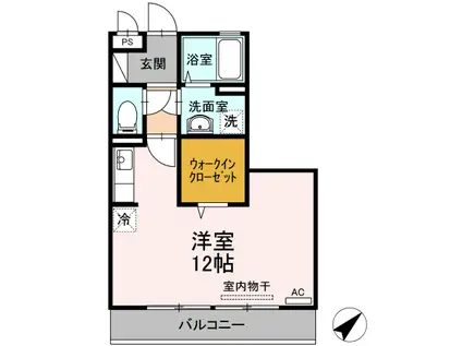 リビングタウン福山東B棟(ワンルーム/2階)の間取り写真