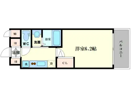 エステムコート難波VIIビヨンド(1K/6階)の間取り写真