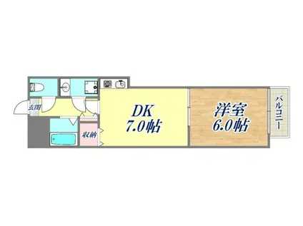 セルダン芦屋(1DK/1階)の間取り写真