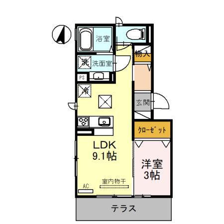 ネクストステージヤハタ(1LDK/1階)の間取り写真