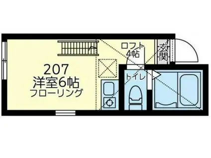 ユナイト根岸パステルナーク(ワンルーム/2階)の間取り写真