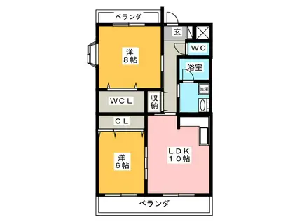 アニバーサリー(2LDK/3階)の間取り写真