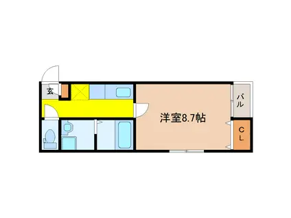 アスコット小田原(1K/2階)の間取り写真