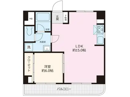 チェリーピア 21(1LDK/2階)の間取り写真