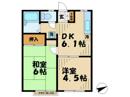 エステートピア原4(2DK/2階)の間取り写真