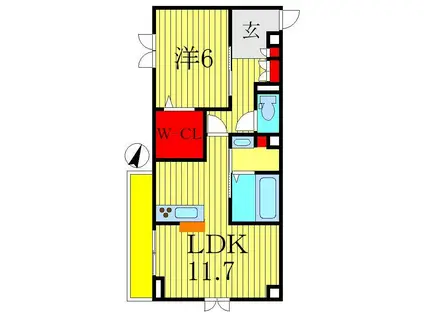 メゾンフェリーチェおおたかの森(1LDK/1階)の間取り写真
