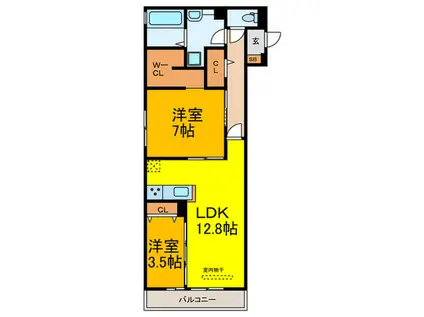 ラ・フォレ(2LDK/3階)の間取り写真