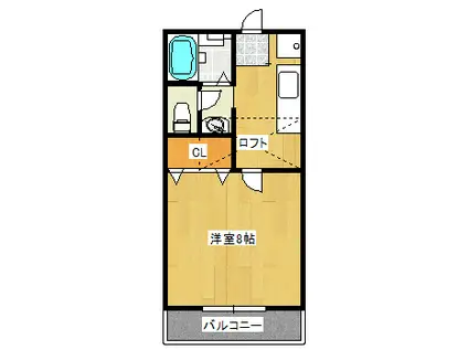 ホワイトキャッスル栗生7番館(1K/2階)の間取り写真