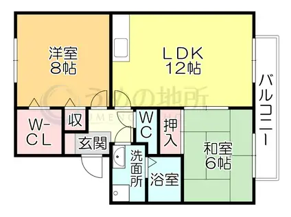 サニーヒル御井I(2LDK/2階)の間取り写真
