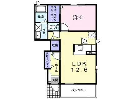 焼山・沖田レジデンスA(1LDK/1階)の間取り写真