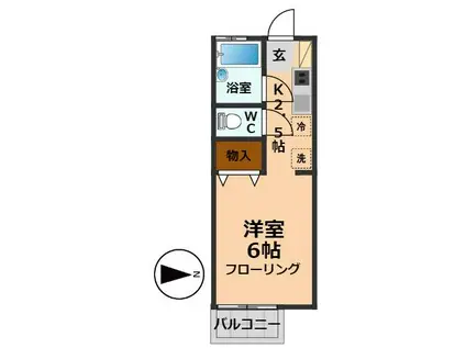 ローズハイツ(1K/1階)の間取り写真