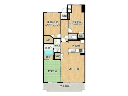 野村ステイツ八乙女グランシエル(3LDK/9階)の間取り写真