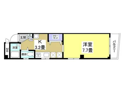 遠州鉄道 遠州病院駅 徒歩5分 5階建 築22年(1K/4階)の間取り写真