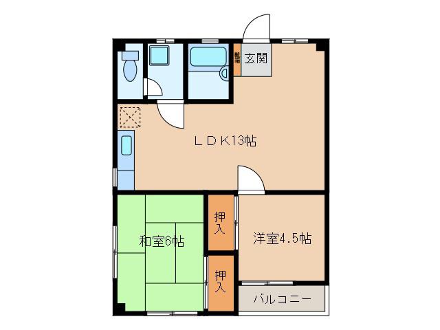 メゾン清水(2LDK/2階)の間取り写真
