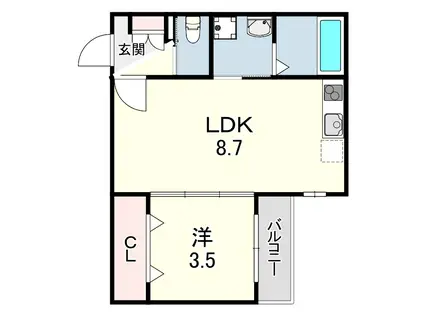 GRAN FELIZ(1LDK/1階)の間取り写真