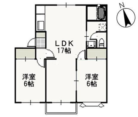 クレセント松新(2LDK/2階)の間取り写真