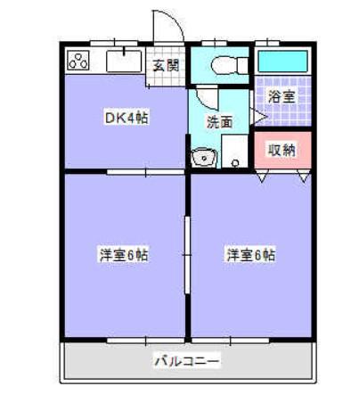 マルキハイツ(2DK/1階)の間取り写真