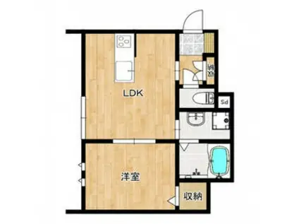 MOANARTE(1LDK/1階)の間取り写真