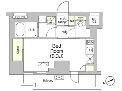 テラス大崎(ワンルーム/5階)の間取り写真