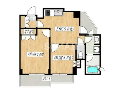 藤和シティホームズ西日暮里(2DK/10階)の間取り写真