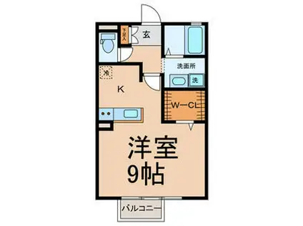 セジュール松ヶ枝(ワンルーム/1階)の間取り写真