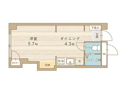 西28丁目パークマンション(1DK/2階)の間取り写真