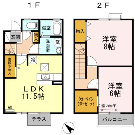 リジェール風間 A/B/C/D(2LDK/1階)の間取り写真