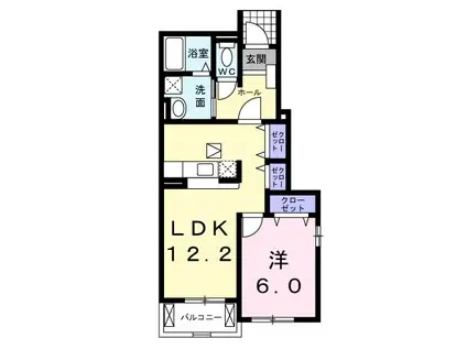 エルヴェールB(1LDK/1階)の間取り写真