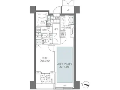 メゾンカルム本郷(1LDK/12階)の間取り写真