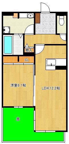 リシェス祇園(1LDK/1階)の間取り写真