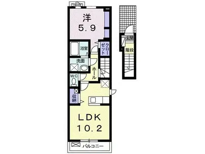メロウハウス共栄(1LDK/2階)の間取り写真