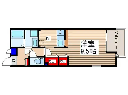 ルミエールガーデン鶴瀬(1K/2階)の間取り写真