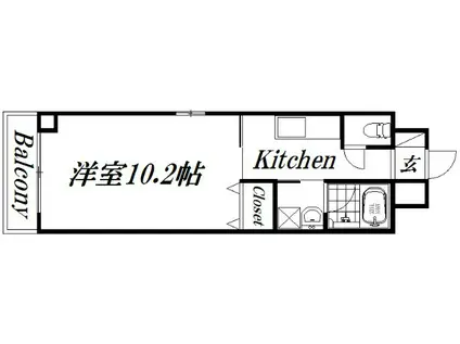 ドエルスイーツ(1K/2階)の間取り写真