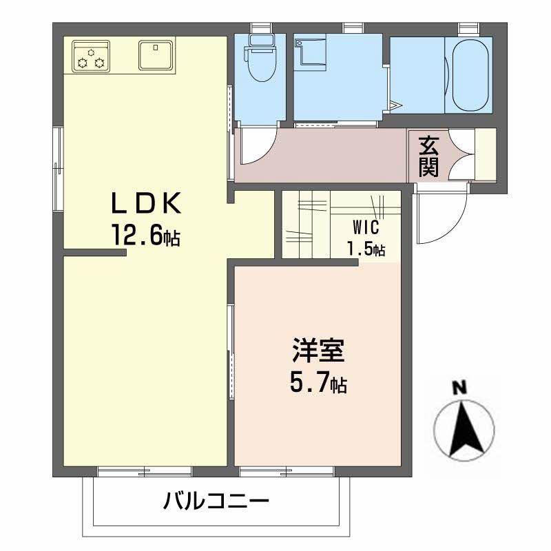 えーでるわいす(1LDK/2階)の間取り写真