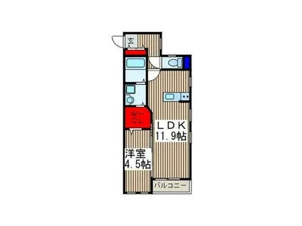 ビューノ中浦和(1LDK/2階)の間取り写真
