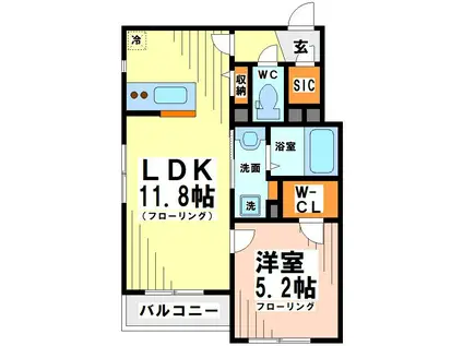 エルミタージュ南烏山 弊社管理物件(1LDK/1階)の間取り写真