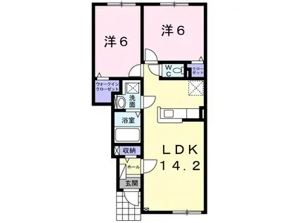 ヴィラ ハピネス(2LDK/1階)の間取り写真