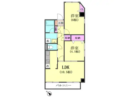 協和ビル(2LDK/4階)の間取り写真