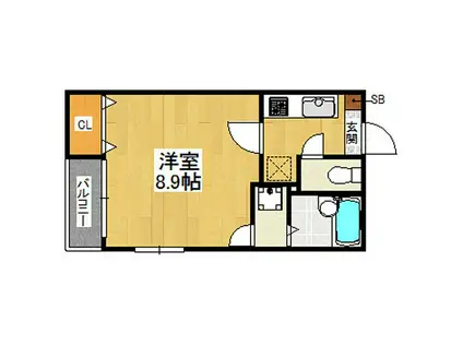 コンフォートベネフィス福大前IV(1K/2階)の間取り写真