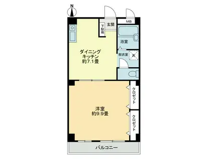 フィネス秋桜(1DK/1階)の間取り写真