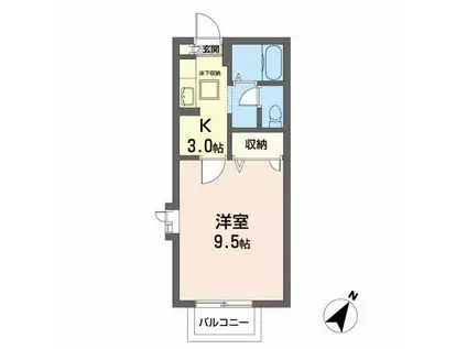 グリーンレイヒルズ(1K/1階)の間取り写真