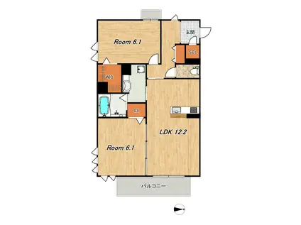 阪急京都線 桂駅 徒歩14分 3階建 築11年(2LDK/1階)の間取り写真
