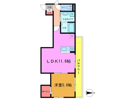 MY ROOM 市川(1LDK/2階)の間取り写真