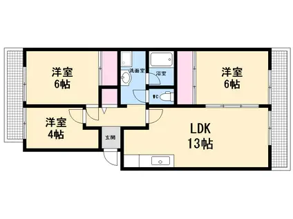 鈴が峰第5団地 7号棟(3LDK/2階)の間取り写真
