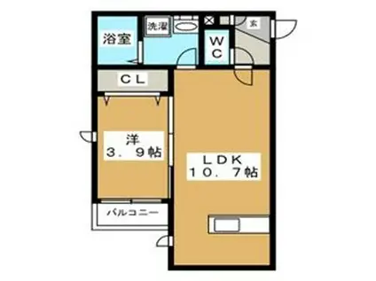 ソレイユ箱崎宮前(1LDK/1階)の間取り写真