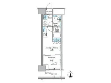 パークアクシス新宿百人町(1DK/7階)の間取り写真