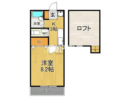 シャルダン・ベルII(1K/1階)の間取り写真